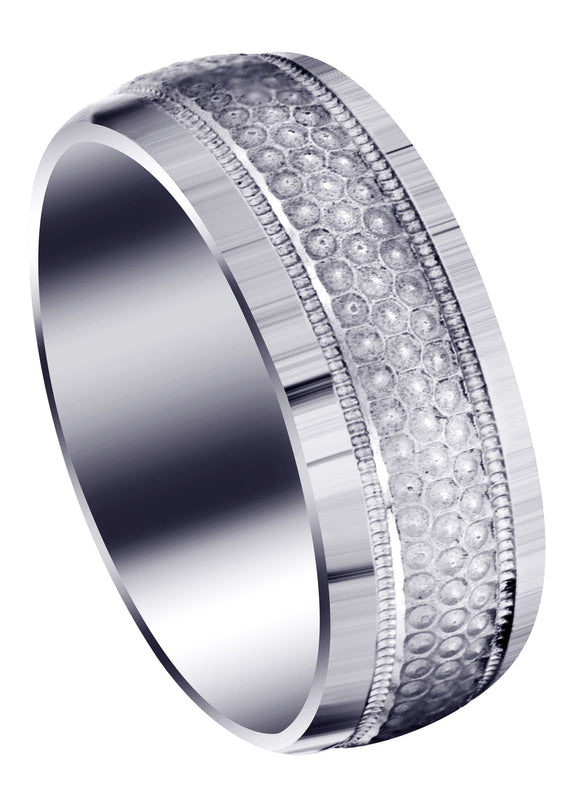 Fancy Carved Contemporary Mens Wedding Band | GB / High Polish Finish (Brody)
