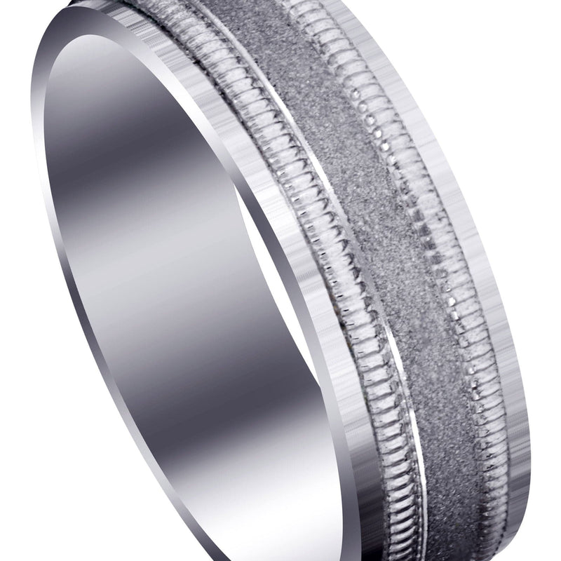 Carved Simple Mens Wedding Band | Satin / High Polish Finish (Luis)