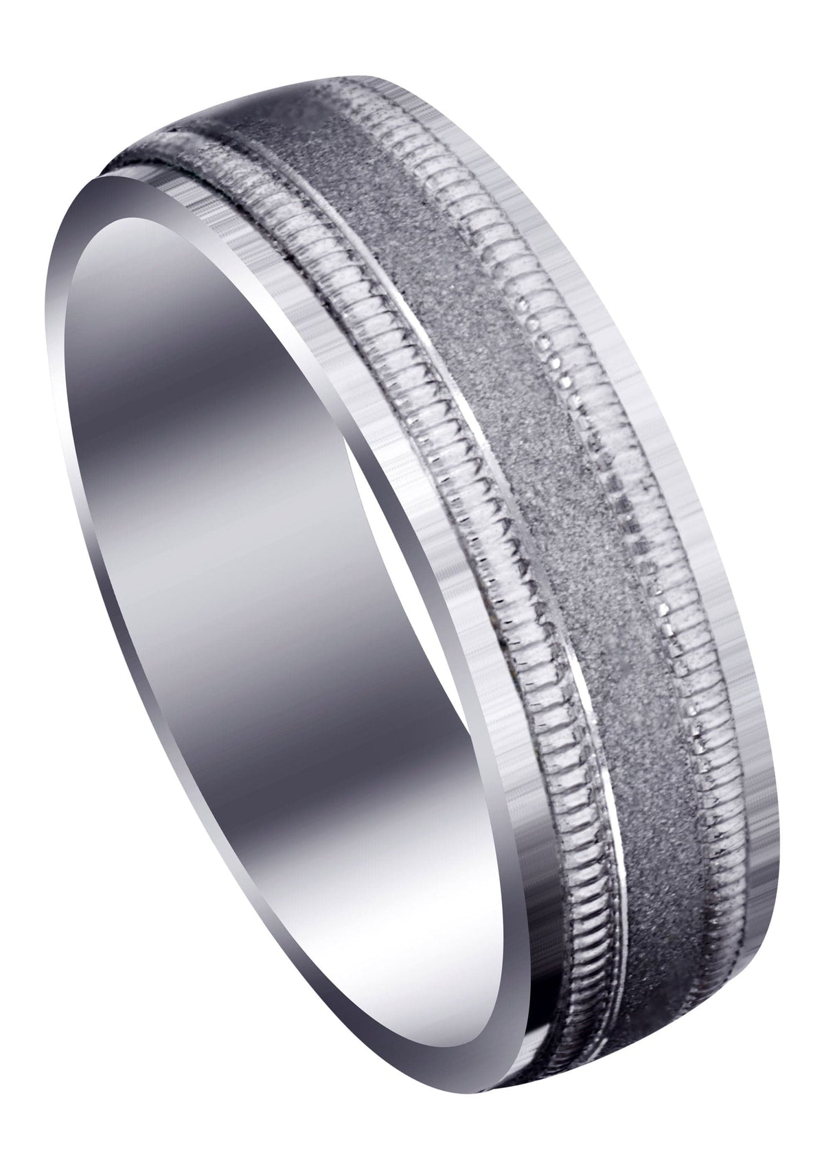 Carved Simple Mens Wedding Band | Satin / High Polish Finish (Luis)