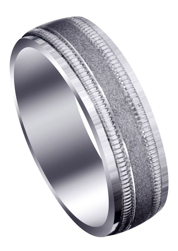 Carved Simple Mens Wedding Band | Satin / High Polish Finish (Luis)