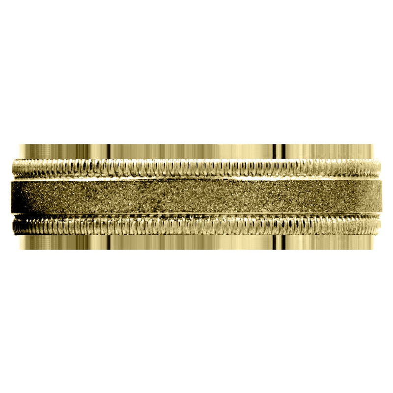 Yellow Gold Carved Simple Mens Wedding Band | Satin / High Polish Finish (Luis)