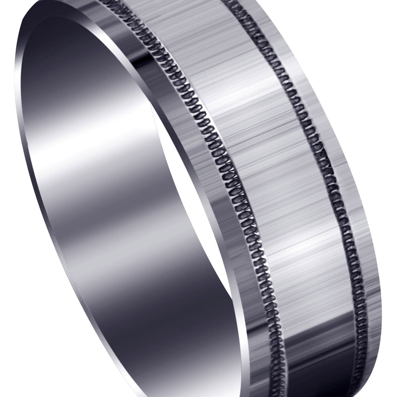 Carved Simple Mens Wedding Band | High Polish Finish (Miles)