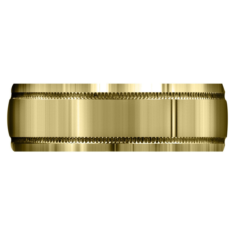 Yellow Gold Carved Simple Mens Wedding Band | High Polish Finish (Miles)