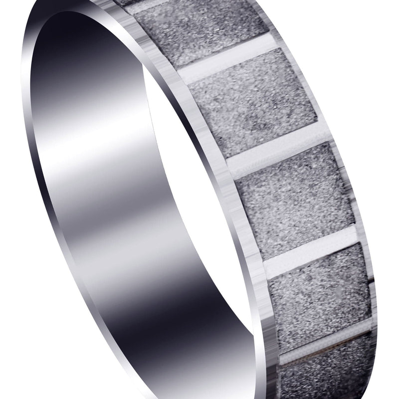 Carved Diamond Cut Mens Wedding Band | Stone Finish (Micah)