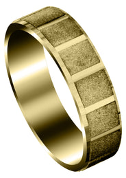 Yellow Gold Carved Diamond Cut Mens Wedding Band | Stone Finish (Micah)