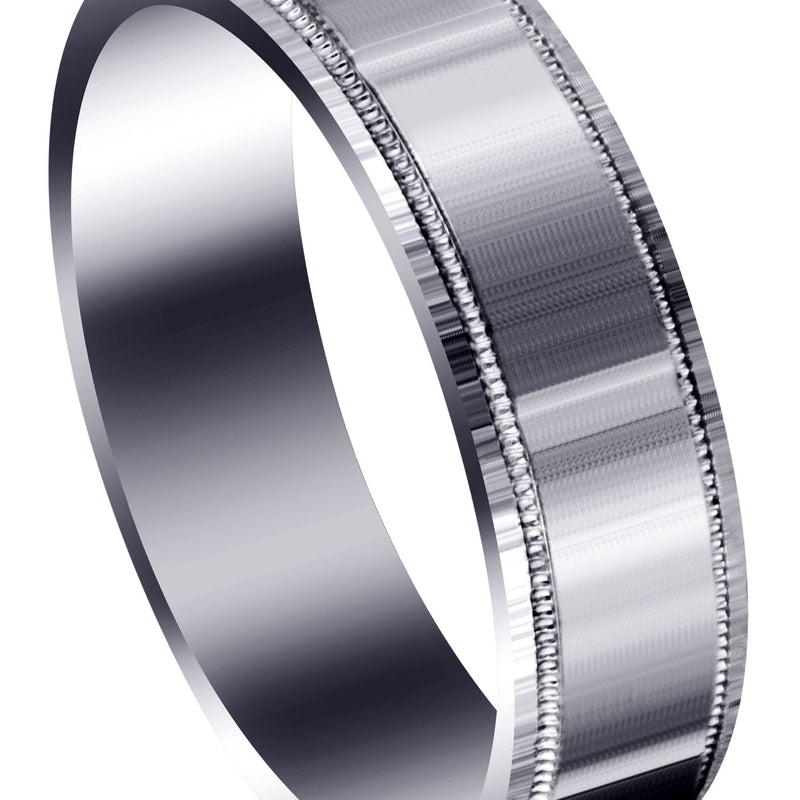 Carved Simple Mens Wedding Band | Satin Finish (Vincent)
