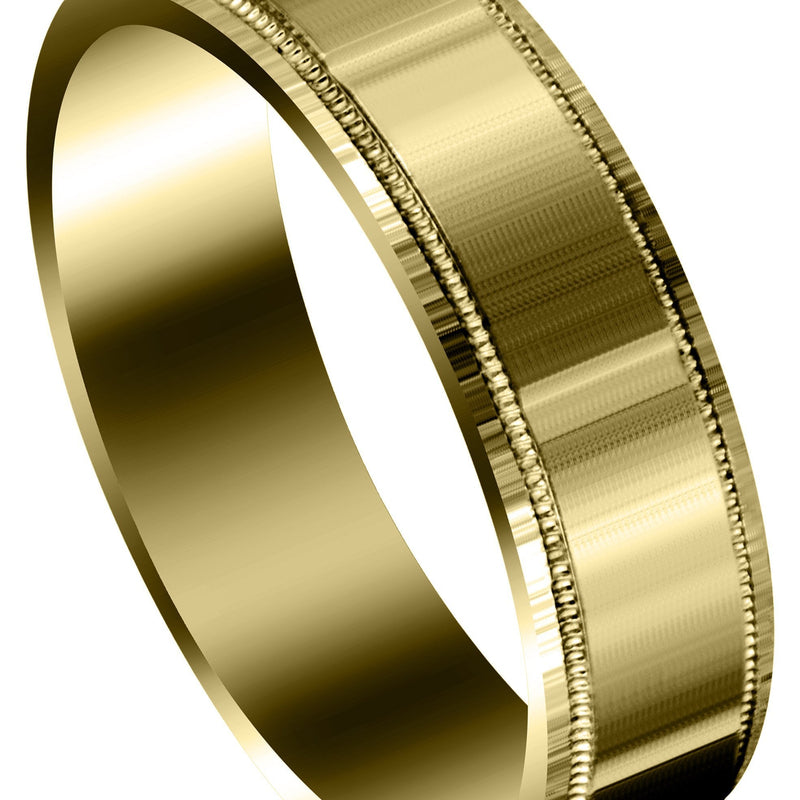 Yellow Gold Carved Simple Mens Wedding Band | Satin Finish (Vincent)