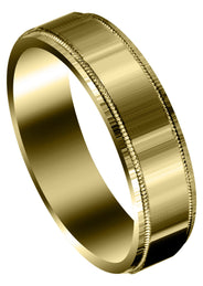 Yellow Gold Carved Simple Mens Wedding Band | Satin Finish (Vincent)