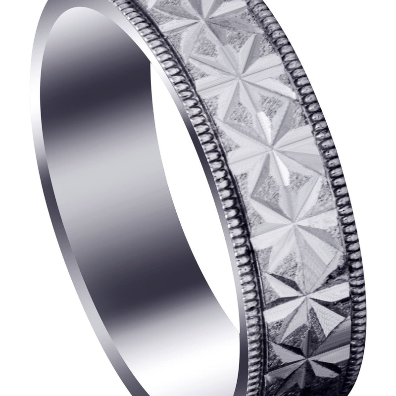 Contemporary Unique Mens Wedding Band | Stone Finish (Justin)