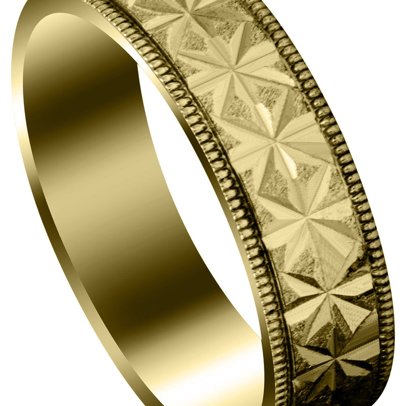 Yellow Gold Contemporary Unique Mens Wedding Band | Stone Finish (Justin)