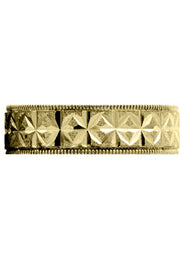 Yellow Gold Contemporary Unique Mens Wedding Band | Stone Finish (Justin)