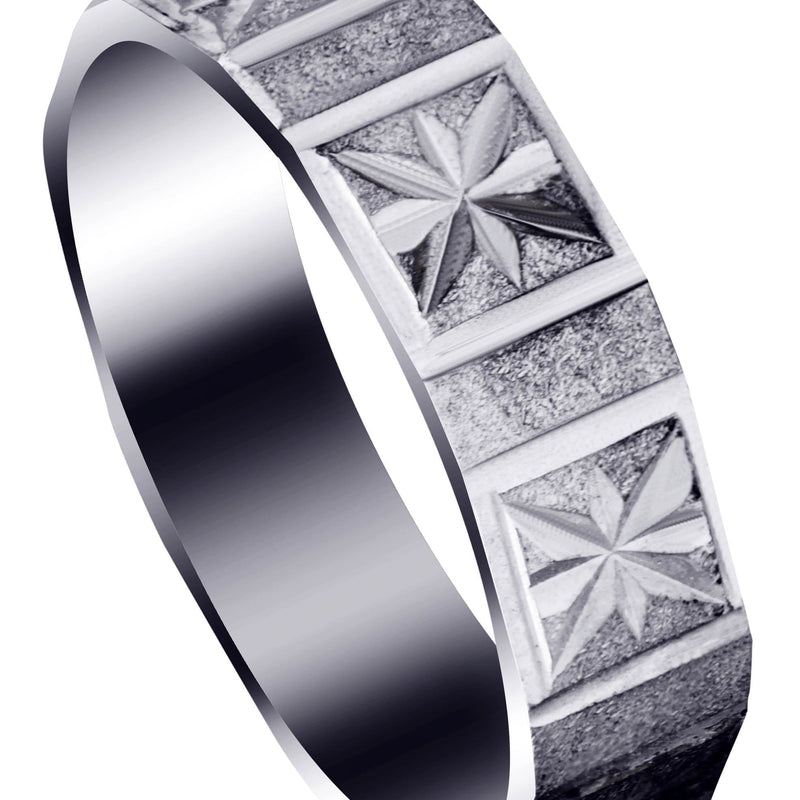 Carved Diamond Cut Mens Wedding Band | Satin Finish (Greyson)