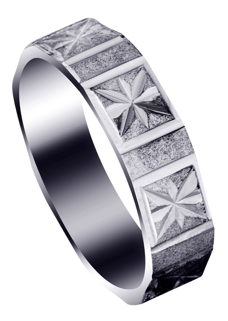 Carved Diamond Cut Mens Wedding Band | Satin Finish (Greyson)