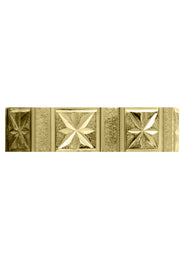 Yellow Gold Carved Diamond Cut Mens Wedding Band | Satin Finish (Greyson)
