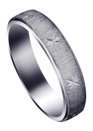 Carved Diamond Cut Mens Wedding Band | Cross Satin Finish (Declan)