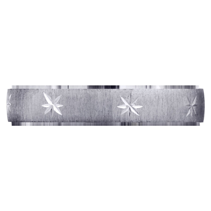 Carved Diamond Cut Mens Wedding Band | Cross Satin Finish (Declan)