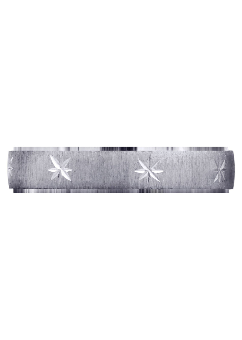 Carved Diamond Cut Mens Wedding Band | Cross Satin Finish (Declan)