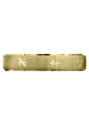 Yellow Gold Carved Diamond Cut Mens Wedding Band | Cross Satin Finish (Declan)