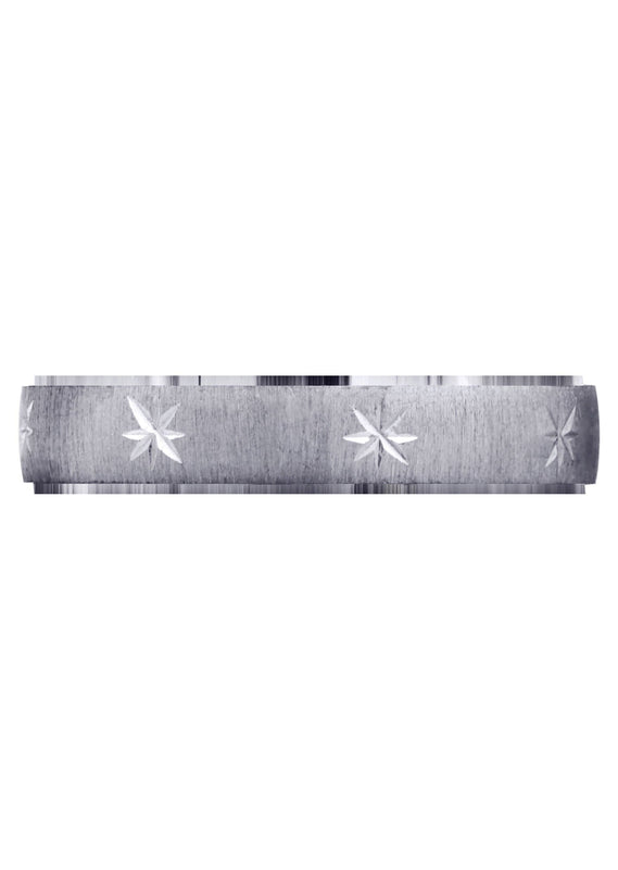 Carved Diamond Cut Mens Wedding Band | Cross Satin Finish (Declan)
