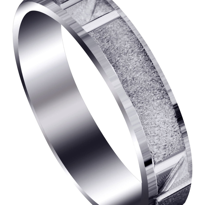 Carved Diamond Cut Mens Wedding Band | Satin Finish (Juan)
