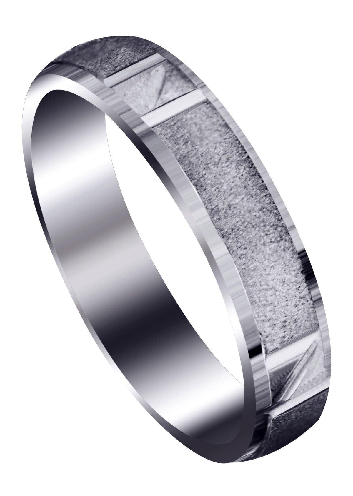 Carved Diamond Cut Mens Wedding Band | Satin Finish (Juan)