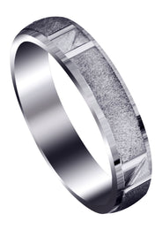 Carved Diamond Cut Mens Wedding Band | Satin Finish (Juan)