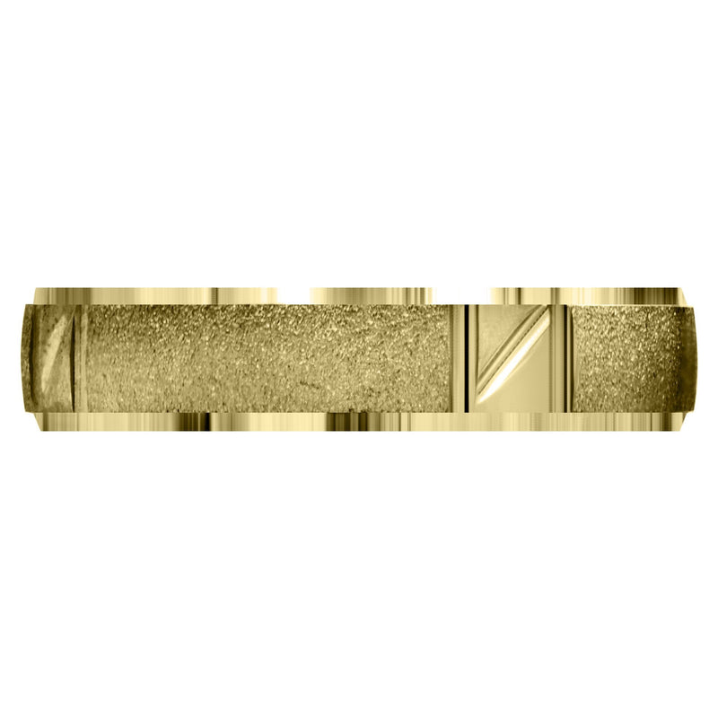 Yellow Gold Carved Diamond Cut Mens Wedding Band | Satin Finish (Juan)