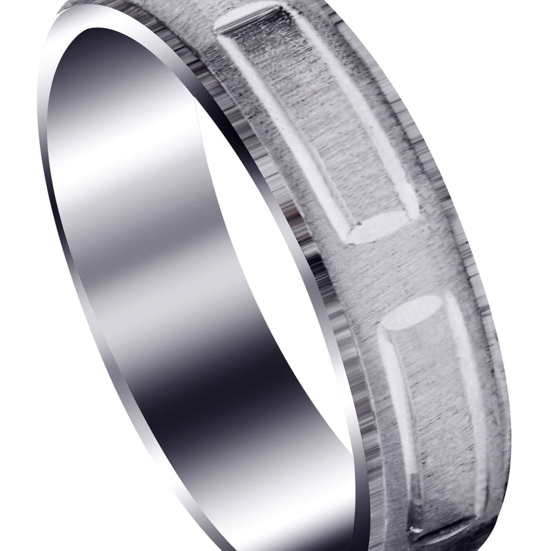 Carved Modern Mens Wedding Band | CS / High Polish Finish (Damian)