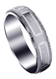 Carved Modern Mens Wedding Band | CS / High Polish Finish (Damian)