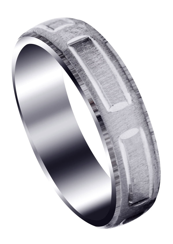 Carved Modern Mens Wedding Band | CS / High Polish Finish (Damian)