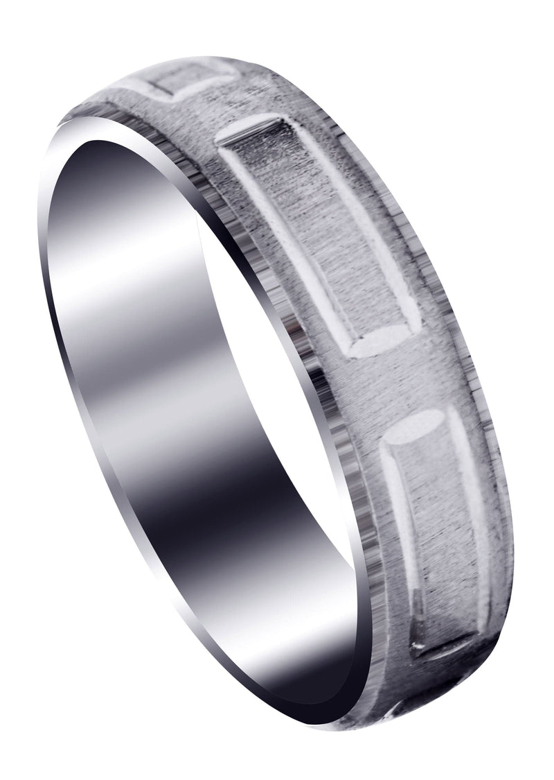 Carved Modern Mens Wedding Band | CS / High Polish Finish (Damian)