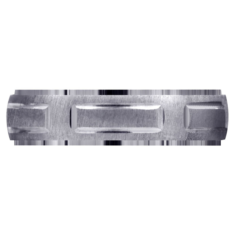 Carved Modern Mens Wedding Band | CS / High Polish Finish (Damian)