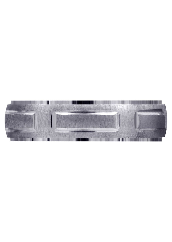 Carved Modern Mens Wedding Band | CS / High Polish Finish (Damian)