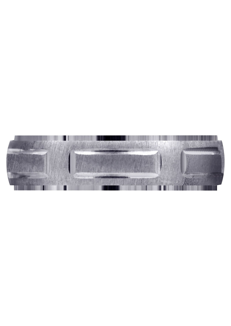 Carved Modern Mens Wedding Band | CS / High Polish Finish (Damian)