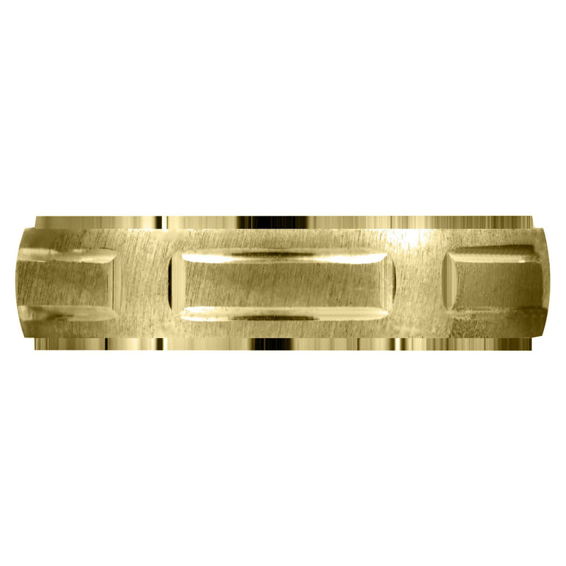 Yellow Gold Carved Modern Mens Wedding Band | CS / High Polish Finish (Damian)