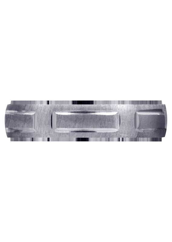 Carved Modern Mens Wedding Band | CS / High Polish Finish (Damian)