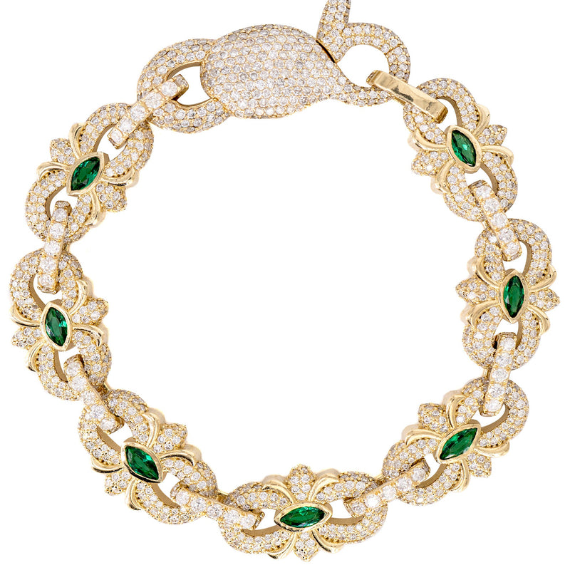 High End Jewelry - Diamond Iced Out Emerald Bracelet