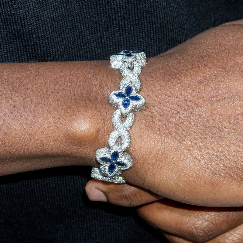 High End Jewelry - Iced Out Diamond Sapphire Bracelet