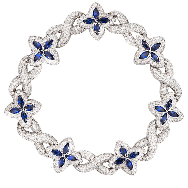 High End Jewelry - Iced Out Diamond Sapphire Bracelet