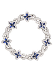 High End Jewelry - Iced Out Diamond Sapphire Bracelet
