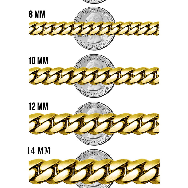 Gold Plated Mens Chain Iced Out Miami Cuban Link