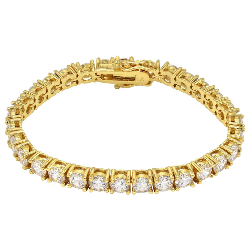 Gold Plated Iced Out Tennis Chain & Bracelet ( 4 Mm )