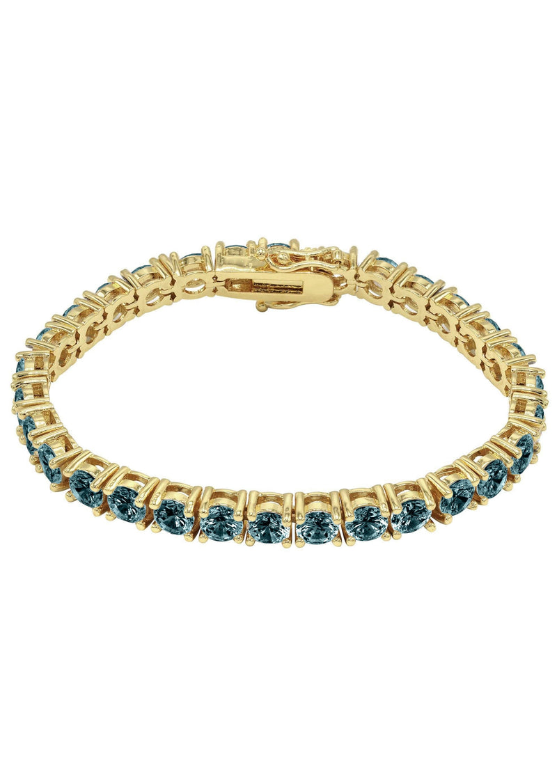 Womens Blue Diamond Gold Tennis Bracelet