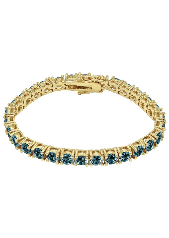 Womens Blue Diamond Gold Tennis Bracelet