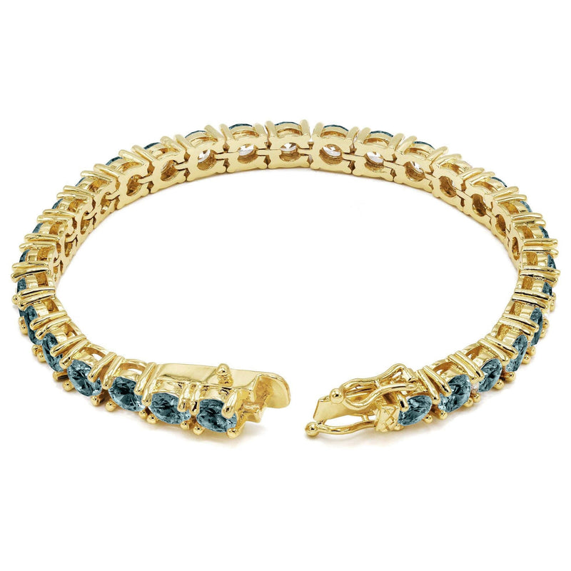 Womens Blue Diamond Gold Tennis Bracelet