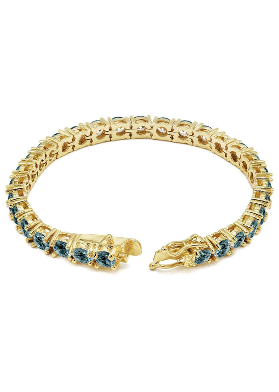 Womens Blue Diamond Gold Tennis Bracelet