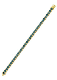 Womens Blue Diamond Gold Tennis Bracelet