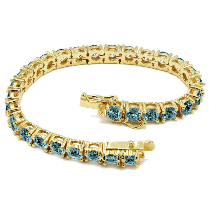 Womens Blue Diamond Gold Tennis Bracelet
