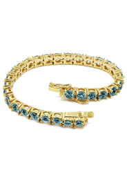 Womens Blue Diamond Gold Tennis Bracelet