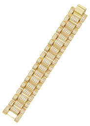 Gold Plated Mens Iced Out Presidential Band Bracelet